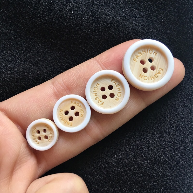 Set 5 NÚT 4 LỖ GIẢ GỖ CỰC SANG