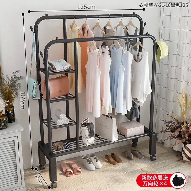 Kệ treo quần áo 4, 5 tầng có bánh xe ,Giá treo quần áo các loại khung kim loại nhập khẩu (NC26)