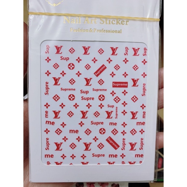 Sticker dán móng LV đen đỏ - LanChiNail