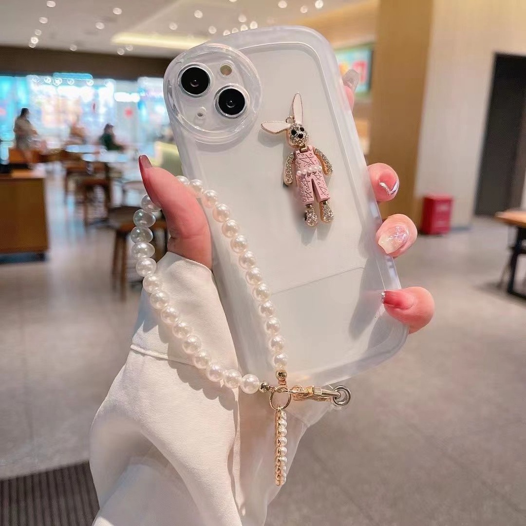 Ốp lưng iphone bánh mì gắn charm đá thỏ playboy 7plus/8plus/x/xr/xs/11/12/13 pro/max/plus/promax- Dino case