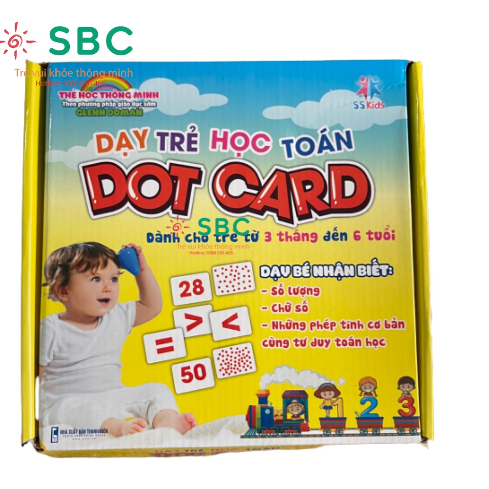 Thẻ học thông minh TGXQ và thẻ chấm học toán dot cards 21x21cm Ivory PP Glenn Doman các size A5 12x16 và 7x10 cm