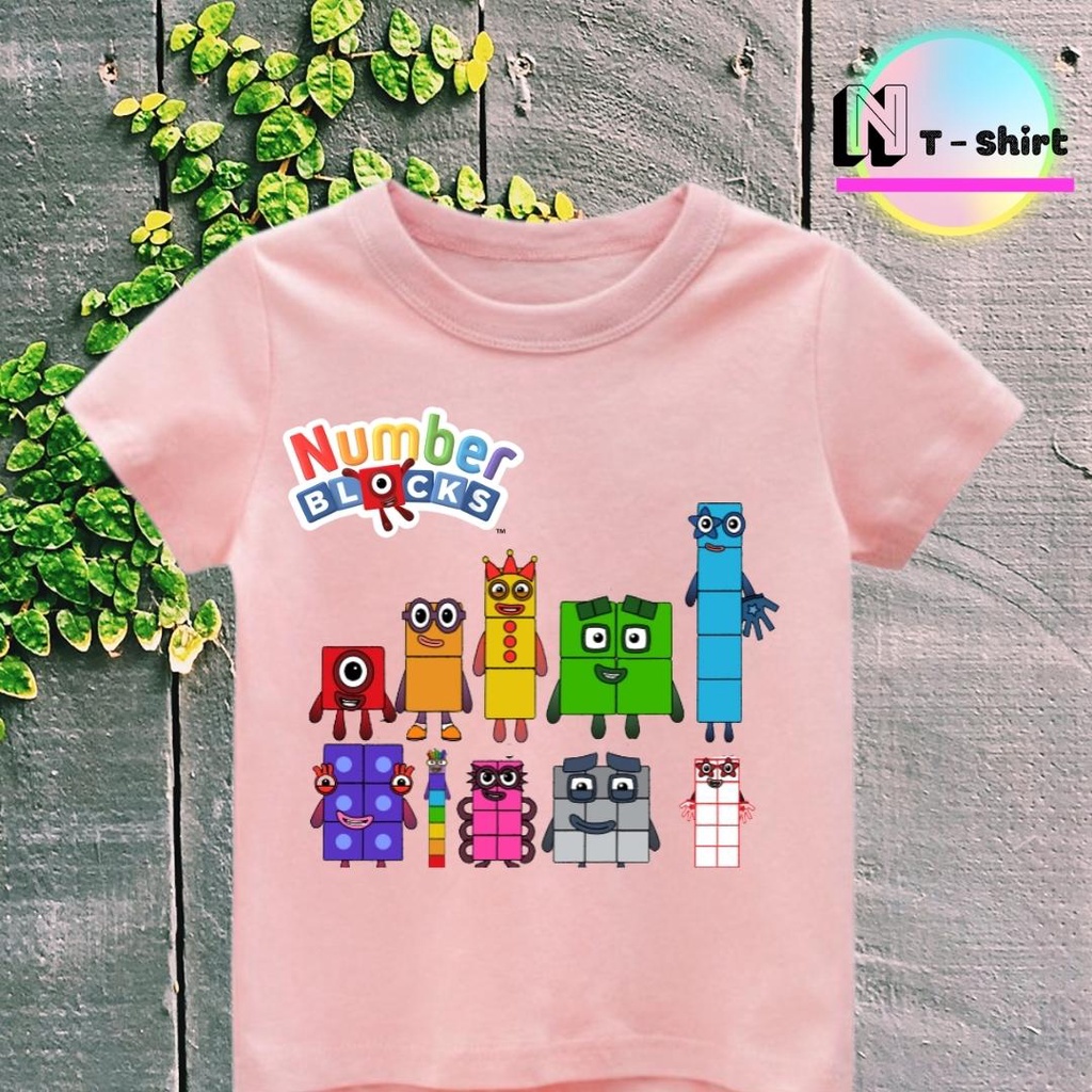 Áo thun cho bé trai và bé gái in hình hoạt hình Number Blocks dễ thương, chất liệu cotton mềm mịn thoáng mát NTShirt 02