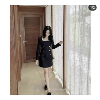 ĐẦM VEST NÚT CỔ VUÔNG (KÈM HÌNH THẬT KÈM CLIP)