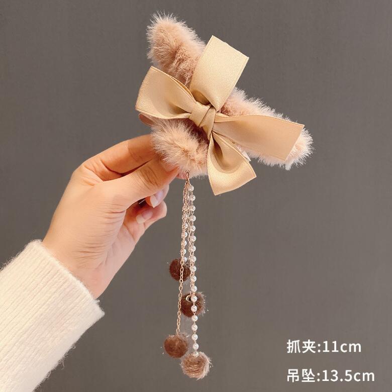 Kẹp Tóc Nơ Lông Xù Xinh Xắn Thời Trang Cho Nữ