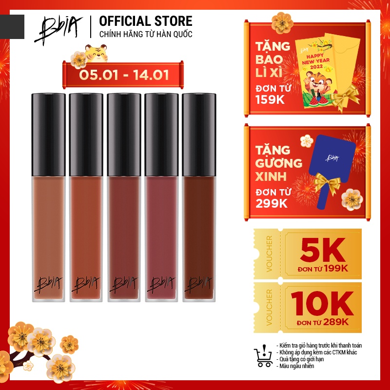 Son Kem Lì Bbia Last Velvet Lip Tint Version 8 (5 màu) 5g Bbia Official Store