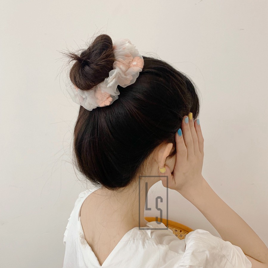 Chun Cột Tóc Hoạ Tiết Cúc Họa Mi Scrunchies - Buộc Tóc Cúc Scrunchies Họa Mi