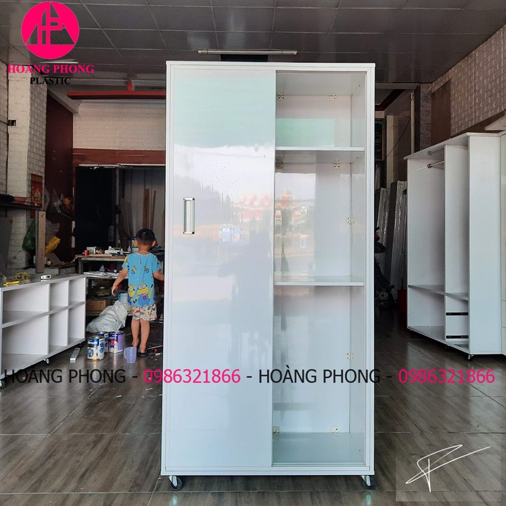 Tủ quần áo nhựa đài loan 2 cánh cửa lùa kích thước 82cm x 1m80 miễn phí vận chuyển bảo hành 2 năm