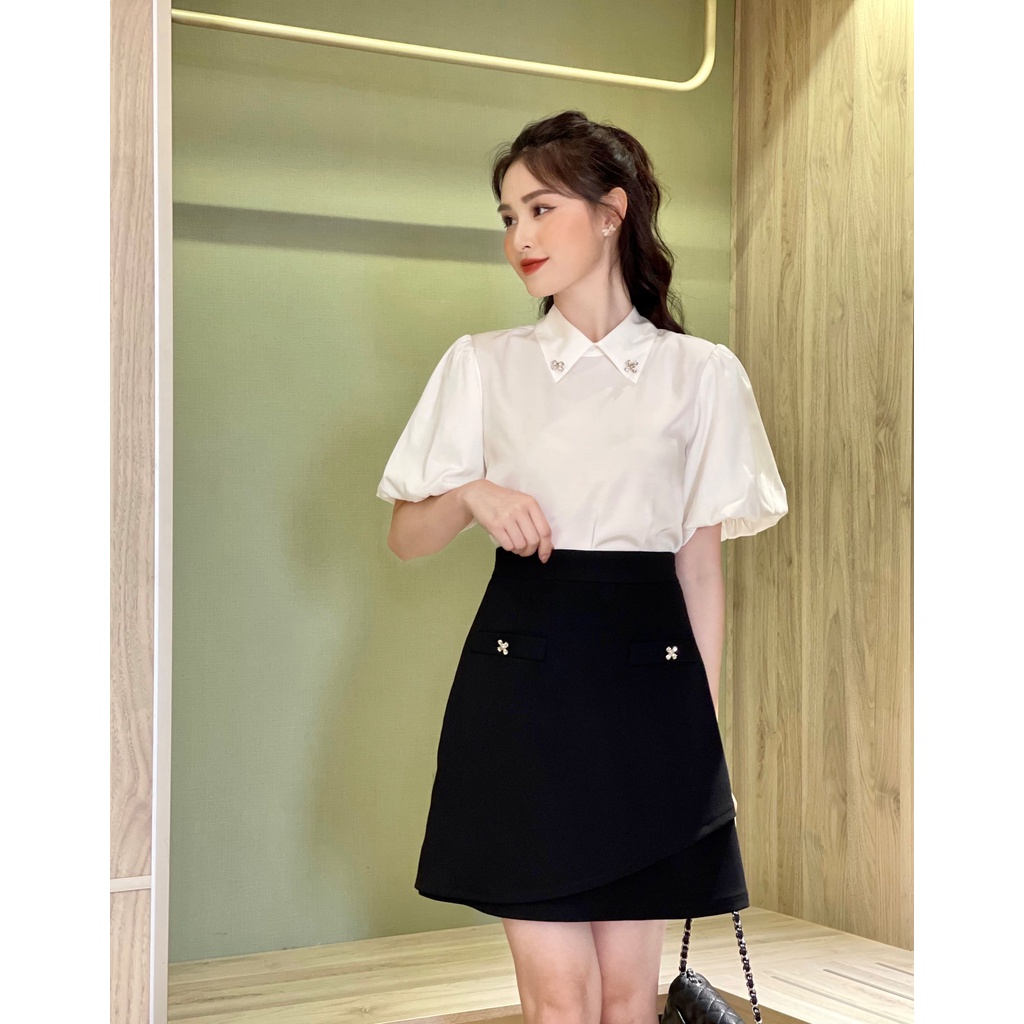 BEAUTEBYV - Chân váy chữ A đính đá Lux
