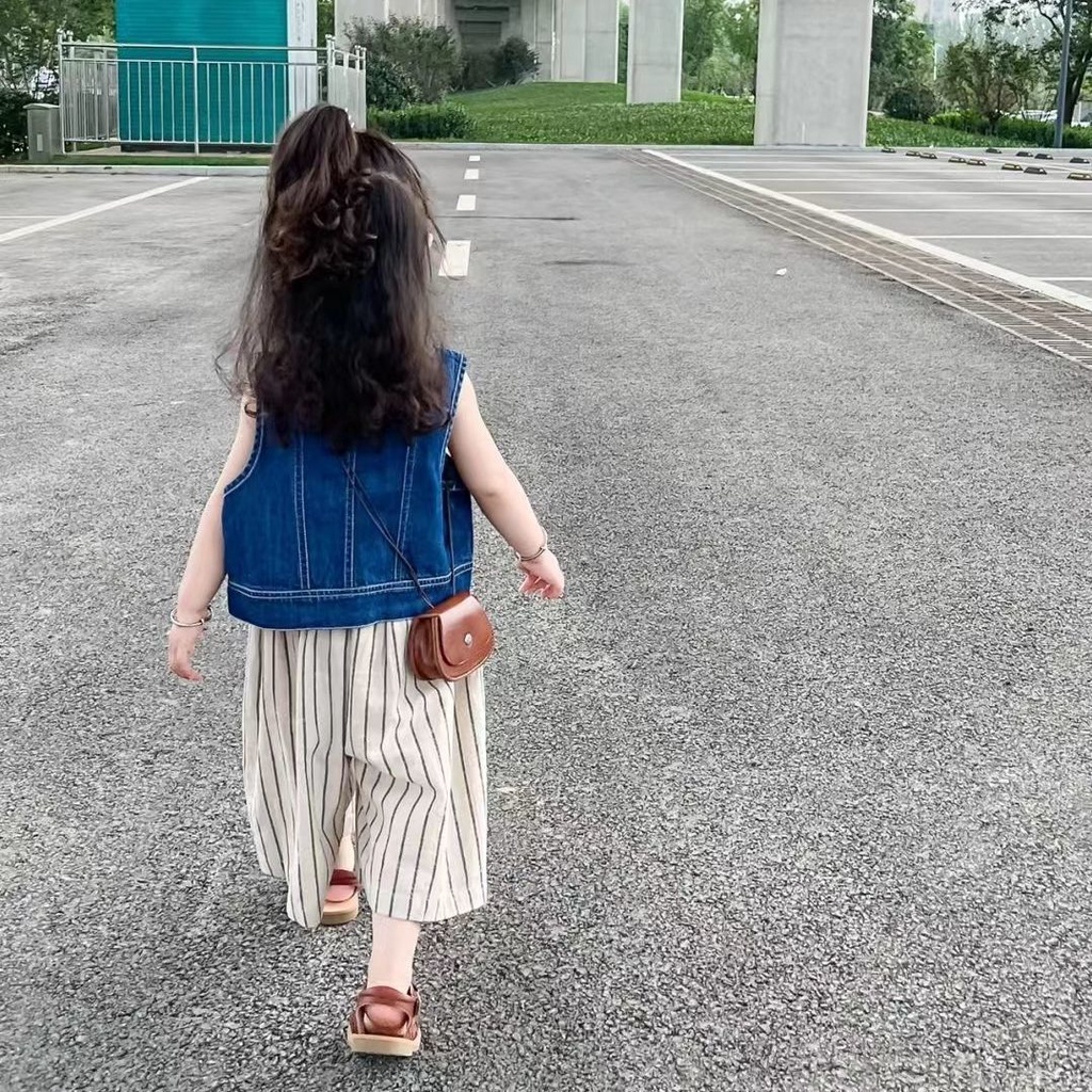 [Babycat] Hàng Có Sẵn Áo Khoác Denim Không Tay Phong Cách Hàn Quốc Nhật Bản Độc Đáo Thời Trang Dễ Phối Đồ Cho Bé Trai Và Bé Gái
