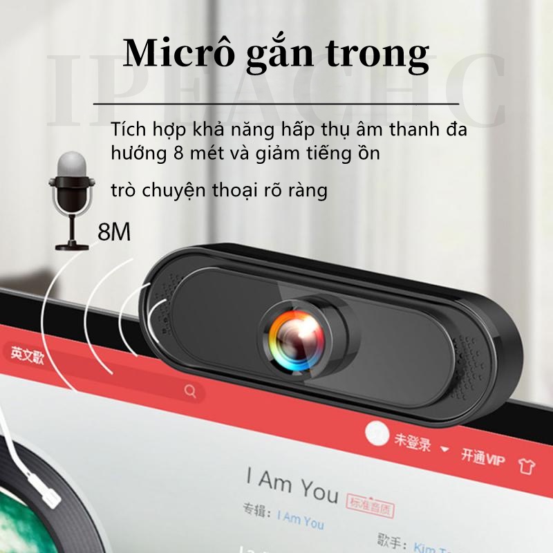 Webcam máy tính có mic full hd 1080p full box siêu nét dùng cho pc laptop- Webcam chuyên dụng để học zoom, quay webcam