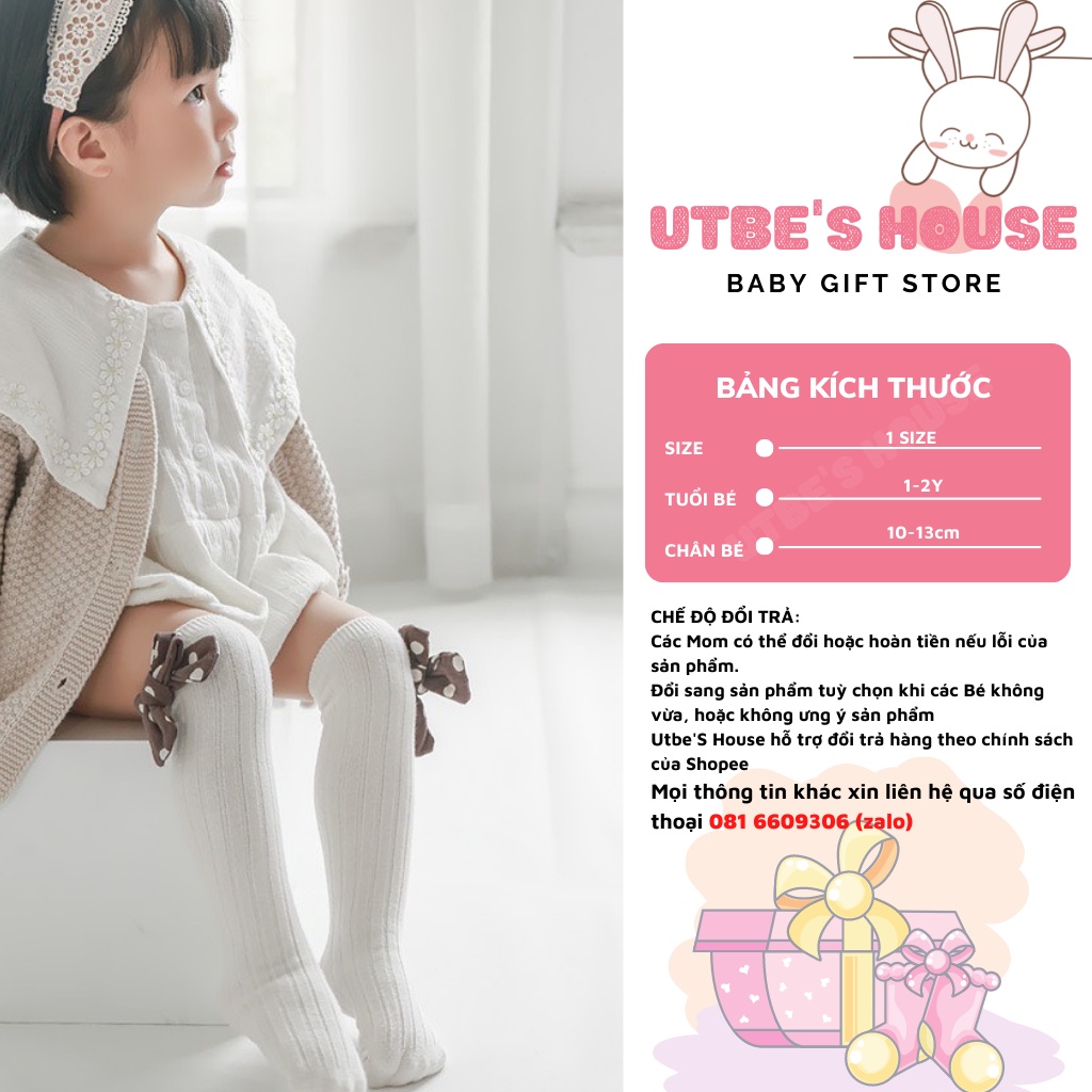 Tất vớ gắn nơ cho bé gái điệu đà dài tới đầu gối phong cách Hàn Quốc Utbe'S House TX19