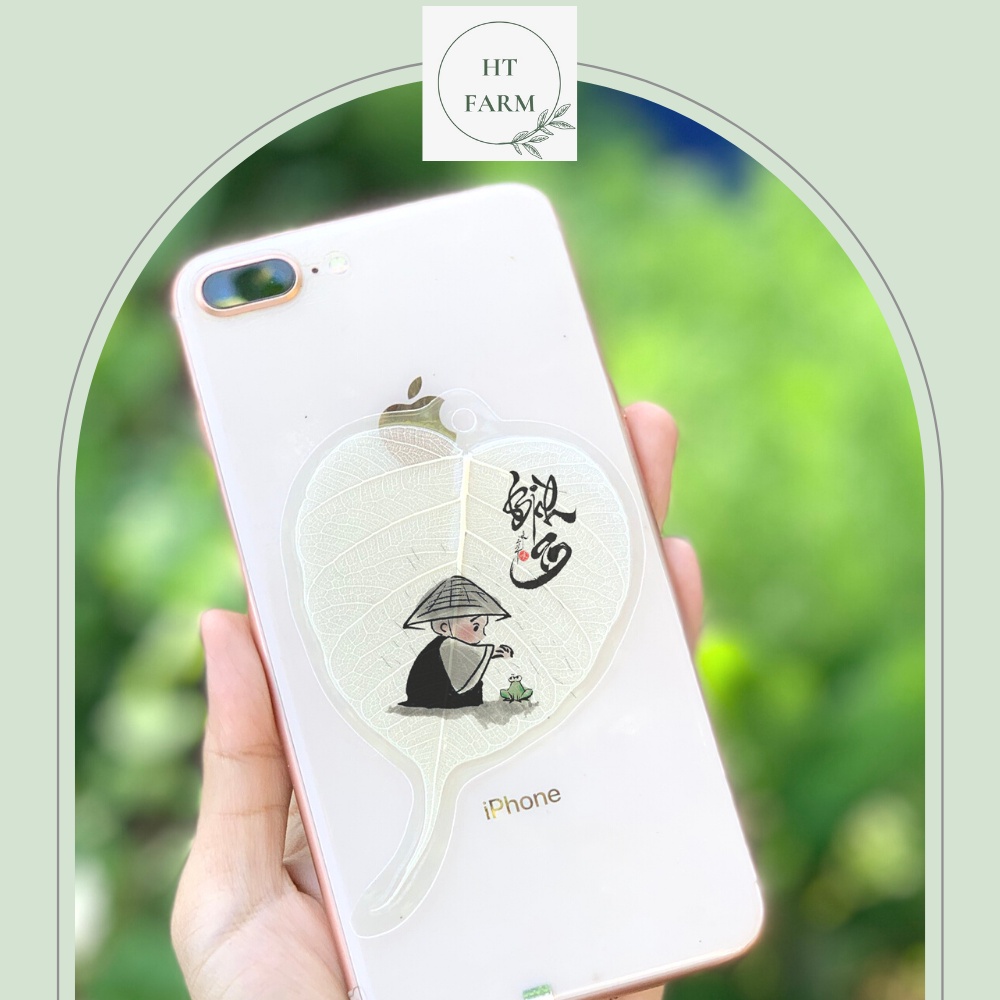 Lá Bồ Đề Bình An - Chú Tiểu Bình An (Mẫu 2) (Cầu Bình An – Tài Lộc – May mắn, Ốp điện thoại, Hàng loại 1)