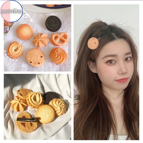 Kẹp tóc trang trí bánh quy/ oreo nhiều thiết kế khác nhau đáng yêu vui nhộn dành cho nữ
