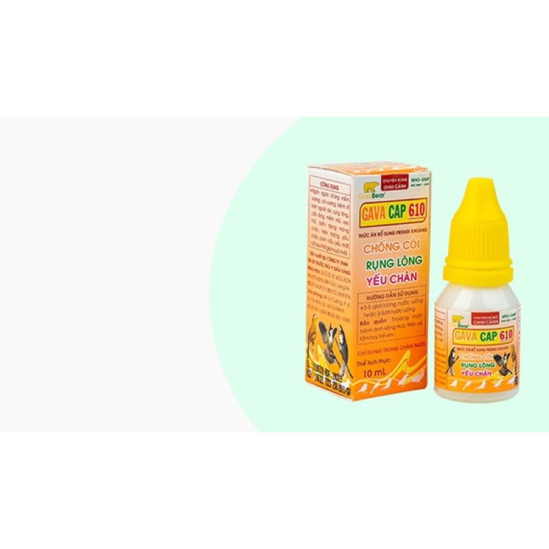 GAVA CAP 610 vitamin chống còi xương, rụng lông, ốm yếu cho chim.