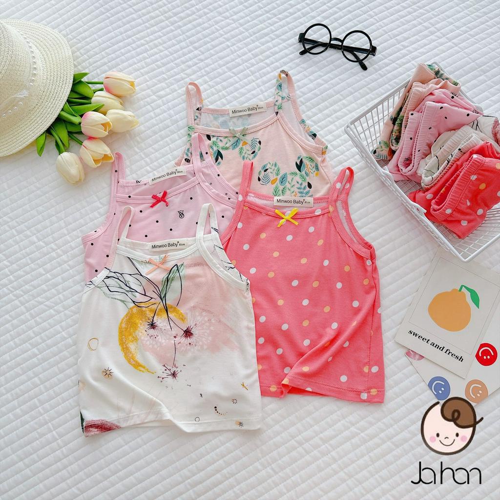 Bộ 2 dây Size 80-120  quần lửng qua gối cotton lạnh mát mịn cho bé gái