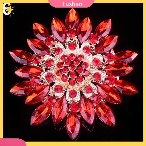 Ghim cài áo bằng hợp kim hình hoa có đính đá thời trang cho nữ