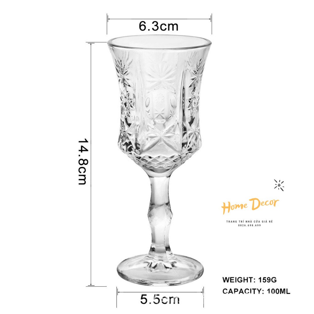 [SẴN-RẺ]Ly Thủy Tinh Trắng Vintage Phong Cách Châu Âu Dùng Để Uống Vang Coktai, Dùng Cho Bàn Tiệc