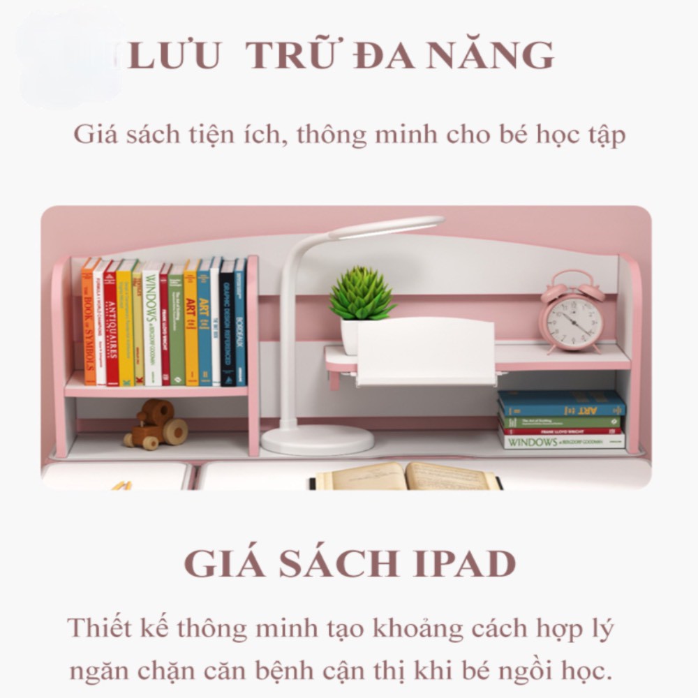BÀN HỌC THÔNG MINH CHỐNG GÙ, CHỐNG CẬN CHO TRẺ EM DÀI 1M MÀU HỒNG CAYABE MÃ CB-10001