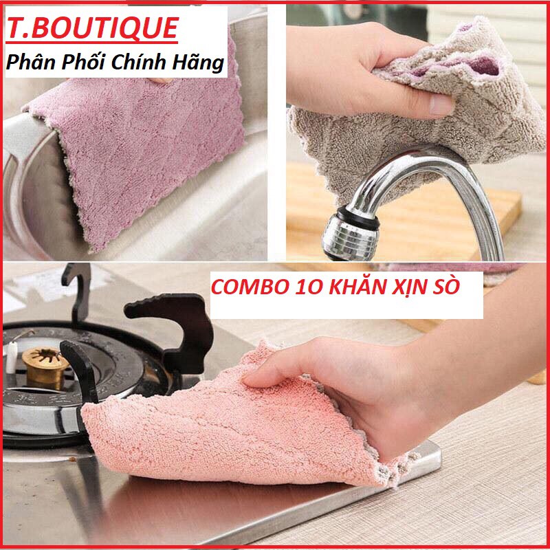 Set 10 Khăn lau 2 mặt đa năng mềm mịn xịn xò