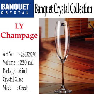 Bộ 6 ly pha lê cường lực uống champage 220 ml Tiệp Khắc