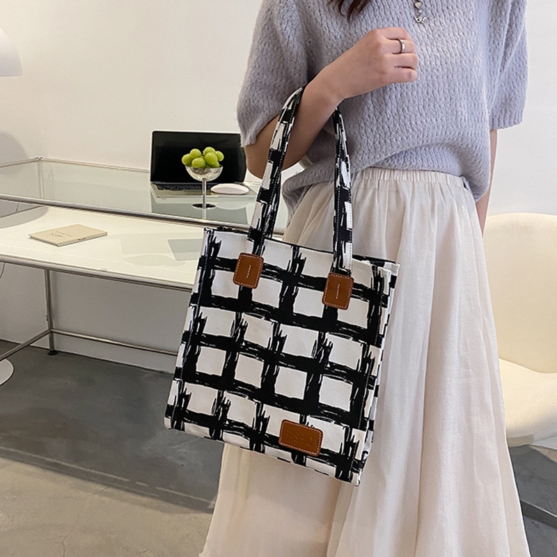 Túi đeo vai IELGY vải canvas cỡ lớn kẻ sọc kiểu retro thời trang cho nữ