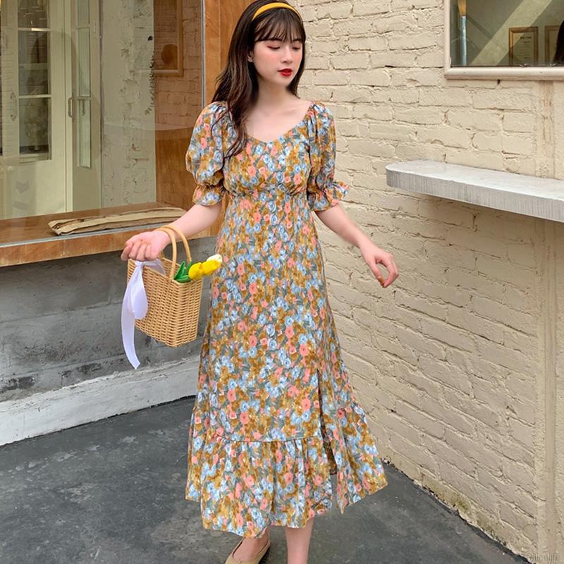 Đầm Hai Dây Họa Tiết Hoa Thiết Kế Xẻ Tà Quyến Rũ