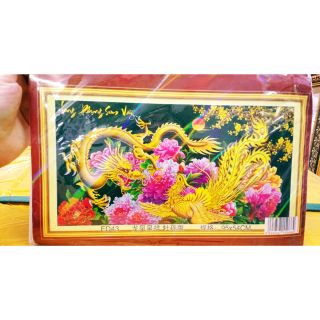 Tranh thêu kín long phụng xum vầy 95x45