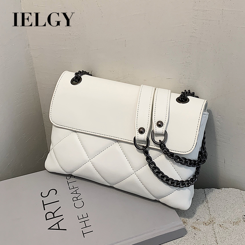 Túi đeo vai IELGY hình vuông cỡ nhỏ phối dây xích phong cách Hàn Quốc thời trang cho nữ