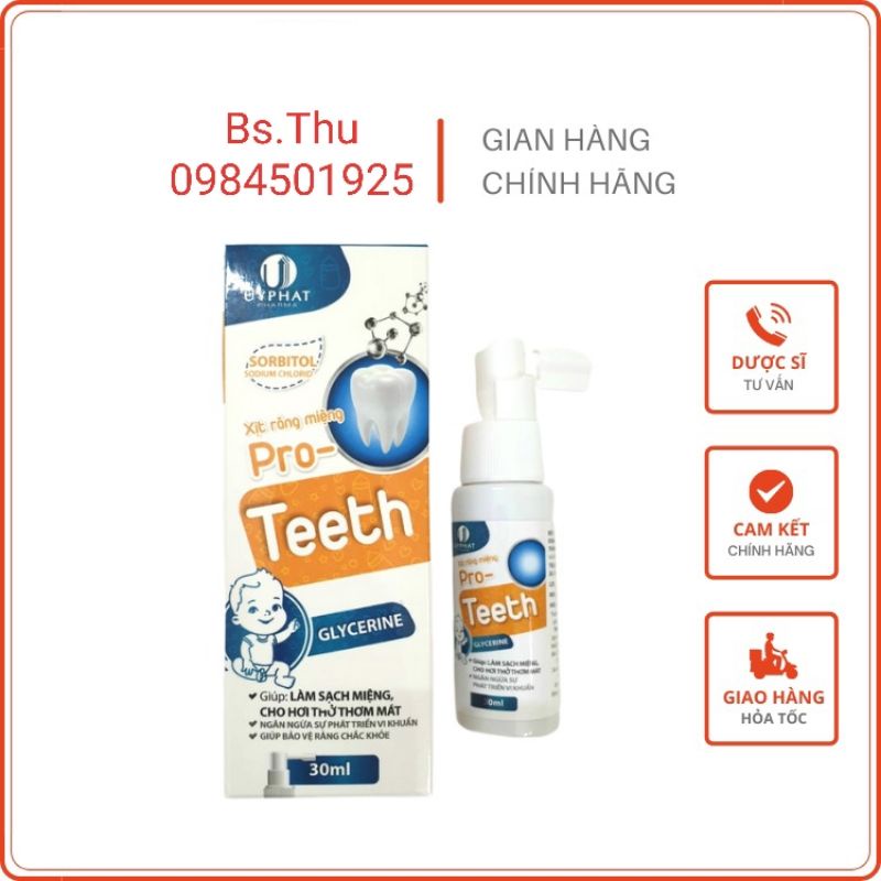 Xịt răng miệng PRO TEETH giúp ngăn ngừa sâu răng, viêm lợi cho bé