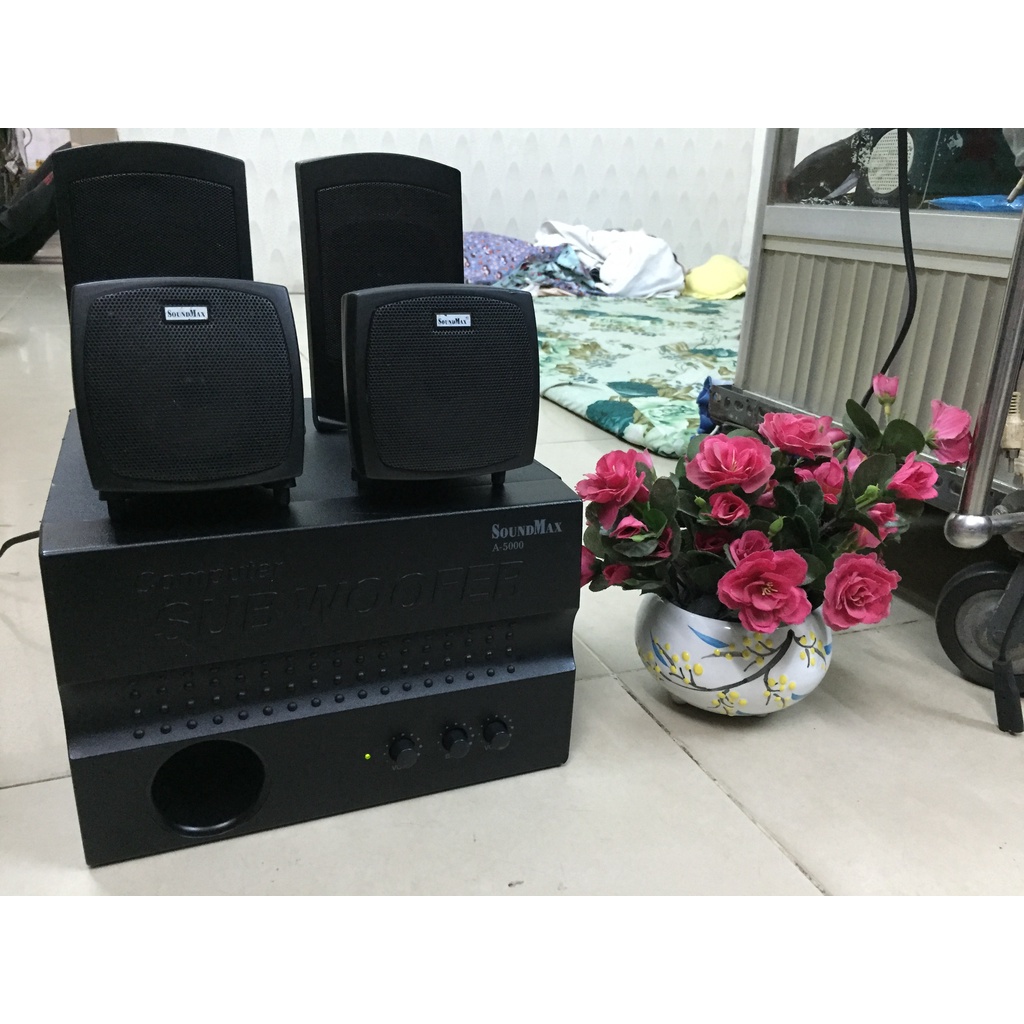 [Sale.!] Bộ Loa nghe nhạc 4.1 Soundmax A5000 đen bass lớn ( Tặng Dây AV 3.5 gắn điện thoại )> +