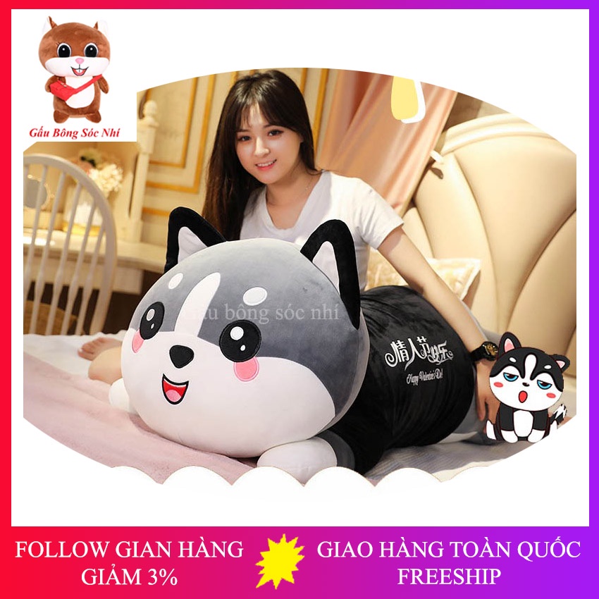 Gấu Bông Mèo Husky 💥 FREESHIP 💥 Gấu Bông Sóc Nhí - Gấu bông mèo Alaska siêu to khổng lồ