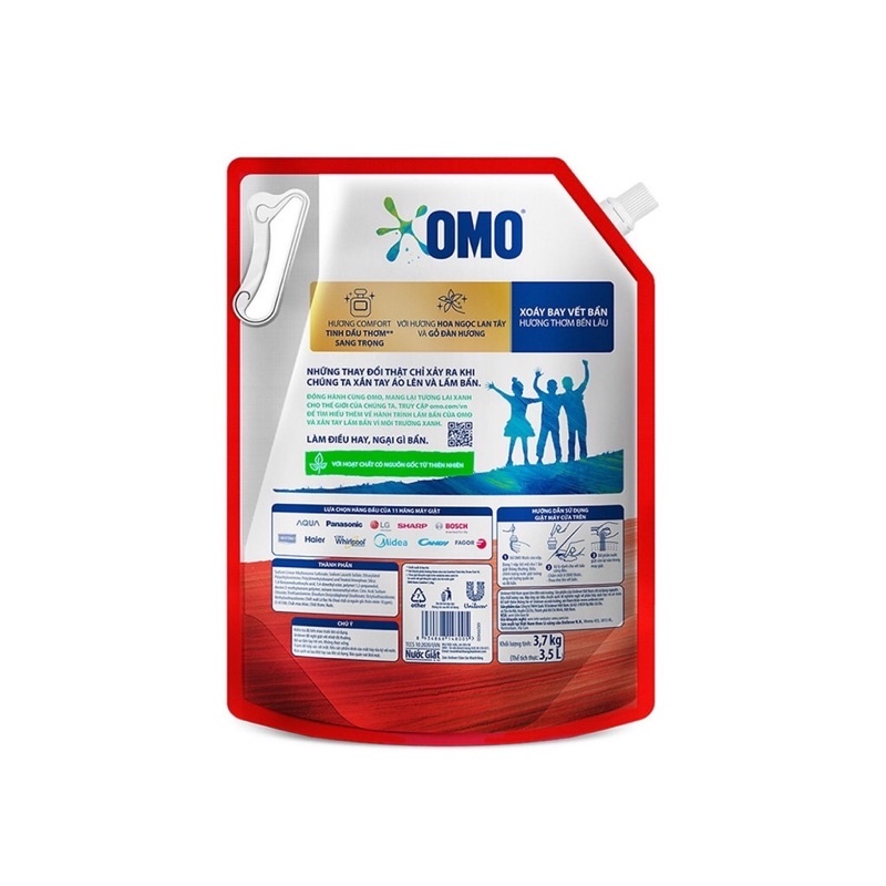 [OMO] Túi nước giặt Omo Matic Comfort Tinh dầu thơm Cửa trên - 2kg/2,9kg/3,7kg