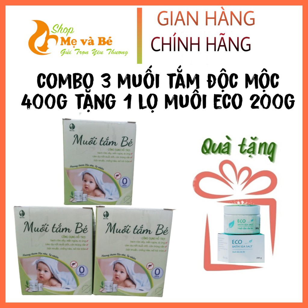 [Combo 3] Muối Tắm Thảo Dược -MUỐI TẮM BÉ- Muối Tắm Bé Độc Mộc SẠCH Rôm Sẩy Mẩn Ngứa tặng Muối tắm bé eco 200g