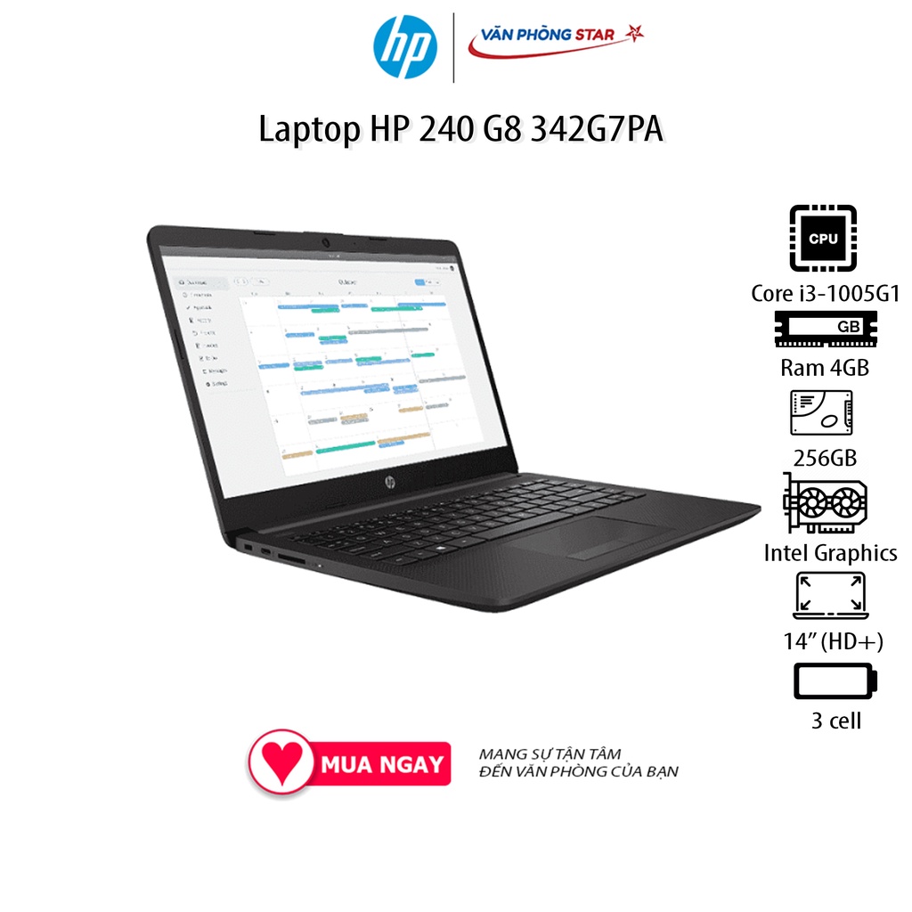 Laptop HP 240 G8 342G7PA (i3-1005G1 / RAM 4GB / 256GB / Intel UHD Graphics / 14''HD)
