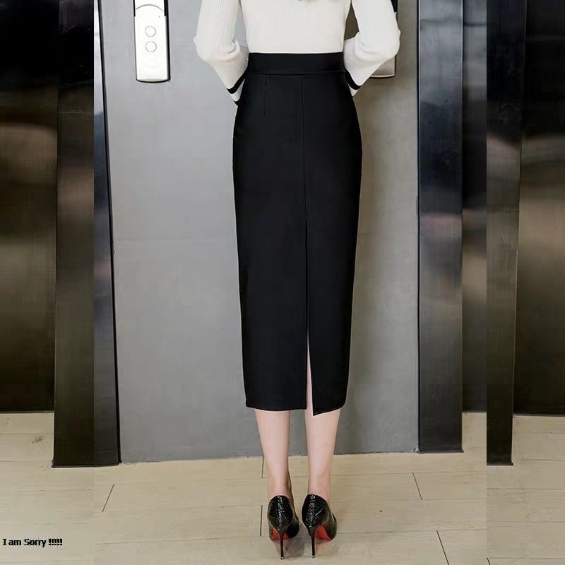 CHÂN VÁY BÚT CHÌ 70cm XẺ TRƯỚC LÊCH PHỐI CÚC