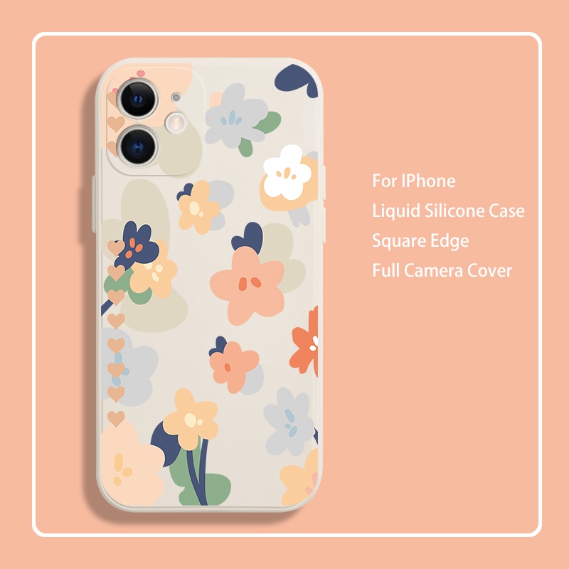 Ốp Điện Thoại Silicon Mềm Họa Tiết Hoa Màu Trắng Bảo Vệ Toàn Diện Cho iPhone 12 mini 11 13 Pro Max XR 7 8 Plus SE3 X 14 Pro XS Max