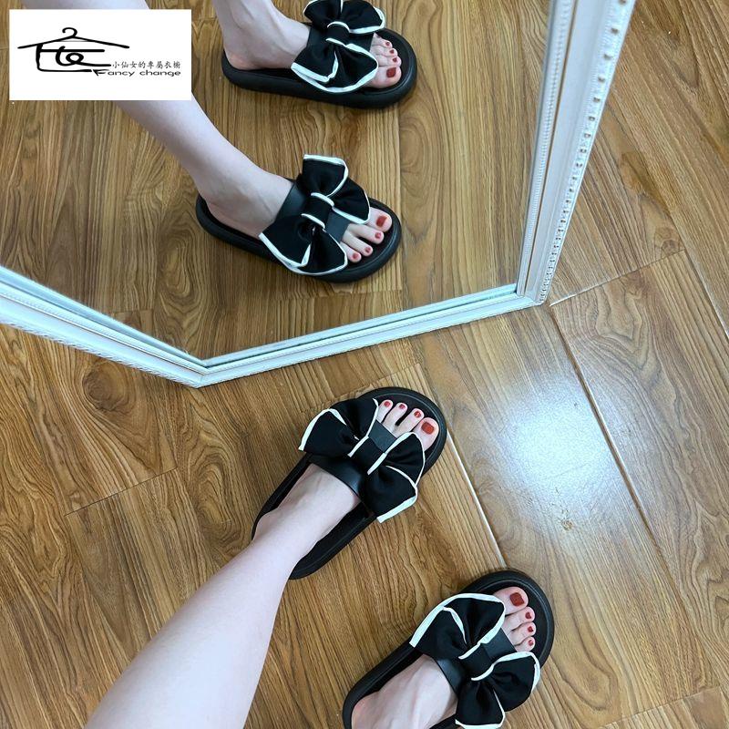 Dép Sandal Đế Dày Đính Nơ Thoải Mái Thời Trang Mùa Hè Cho Nữ