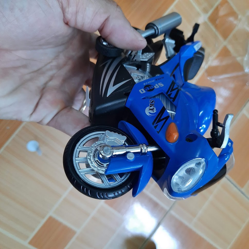Xe mô hình mô tô bằng hợp kim nhựa có âm thanh và đèn đồ chơi trẻ em tỉ lệ 1:12