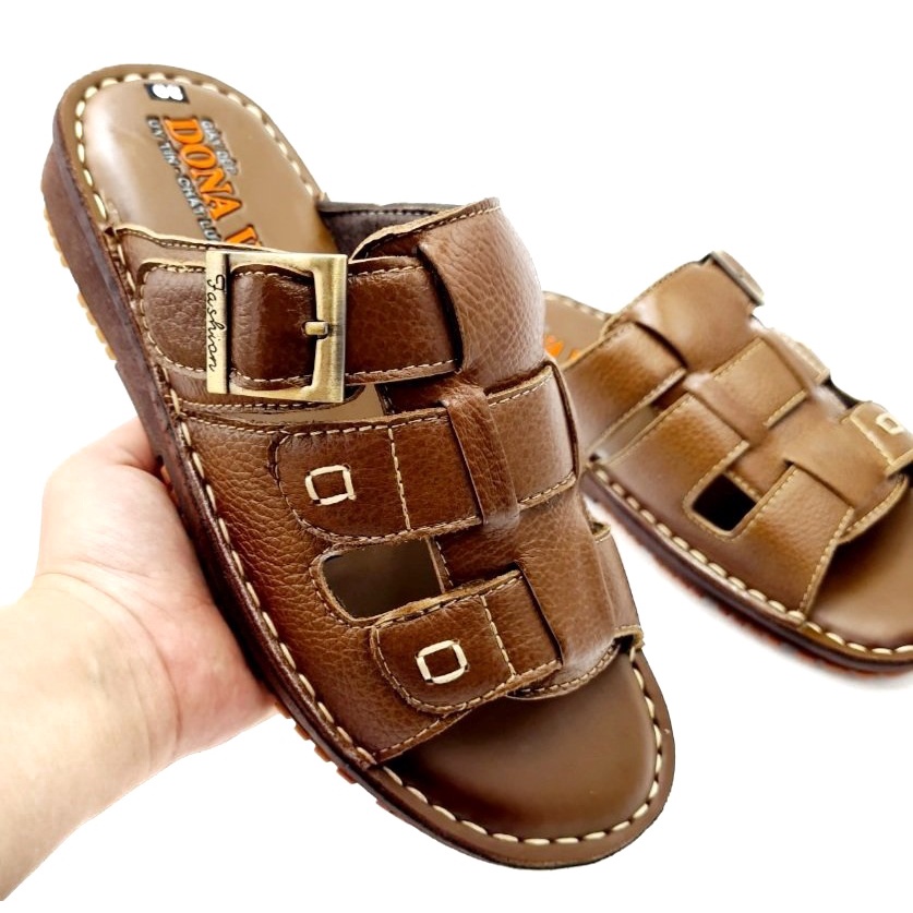 Dép Da Nam Kết Hơp Khuy Đồng Nam Tính-Kinson Shop