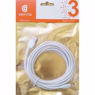 [SALE 10%] Cáp sạc Griffin dài 3m cho IPhone 5, 6, Samsung MicroUSB 8600