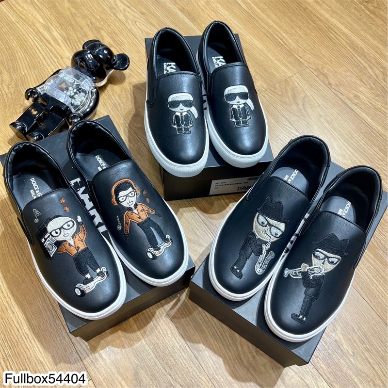 [Sẵn Hàng] Giày Slipon Nam Karl Thêu Hình Full Box - Giày Slipon Karl SC Full Box Cho Nam