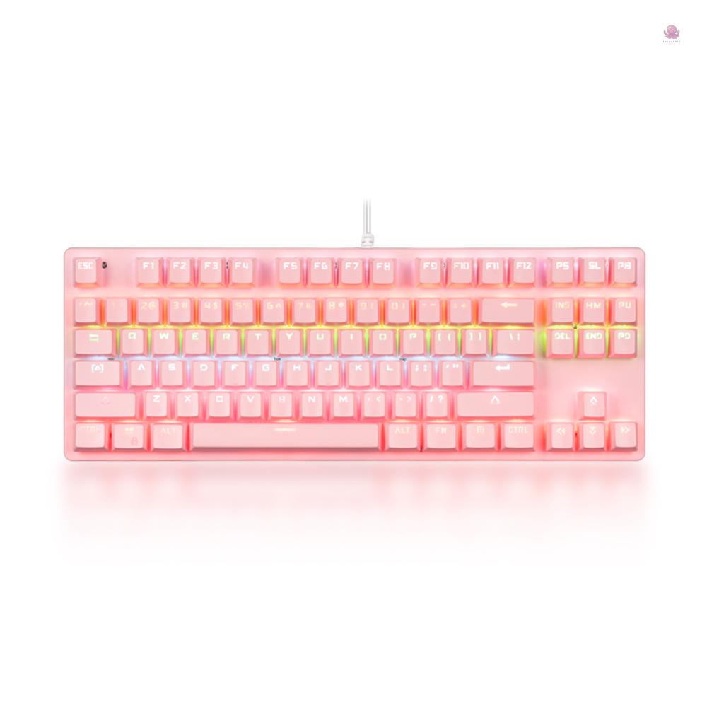 Bàn Phím Cơ Trv 87 Phím Dây RGB Có Đèn Nền Xanh Dương/ 26 Nút Bấm Đa Phương Tiện