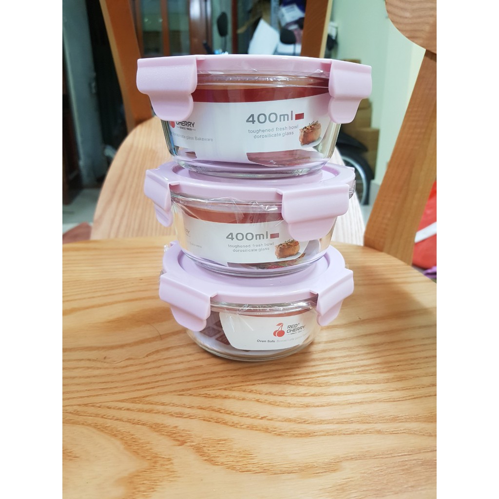 Combo bộ hộp thủy tinh vuông tròn 1,2,3 ngăn thủy tinh cao cấp 1000ml, 600ml, 400ml chịu nhiệt lên đến 400 độ