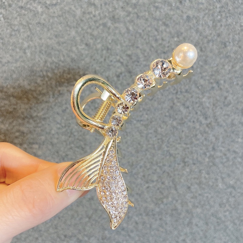 Mới Kẹp Tóc Hình Đuôi Cá Mập Đính Ngọc Trai Giả Phong Cách Hàn Quốc Cho Nữ