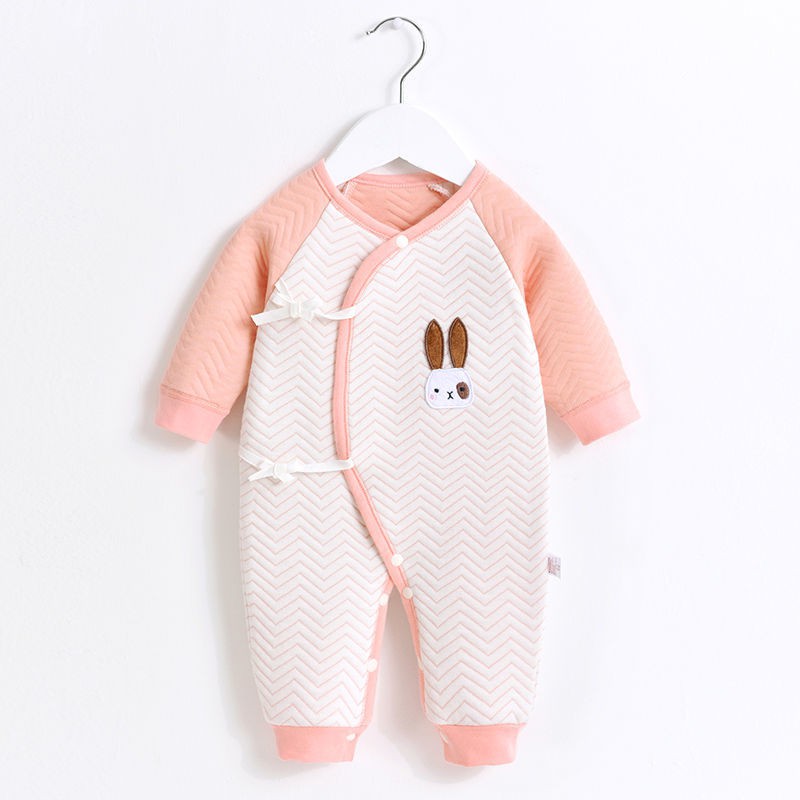 Áo ấm cho bé sơ sinh mùa thu và đông liền quần cotton xuân dễ thương dài tay romper <