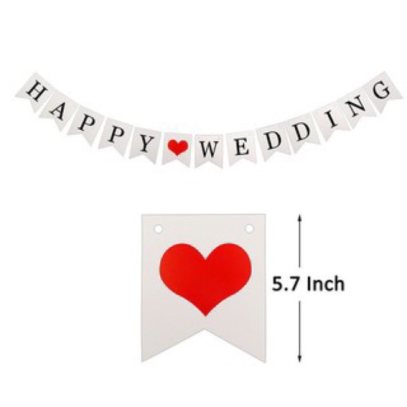 Dây chữ giấy HAPPY WEDDING ép kim