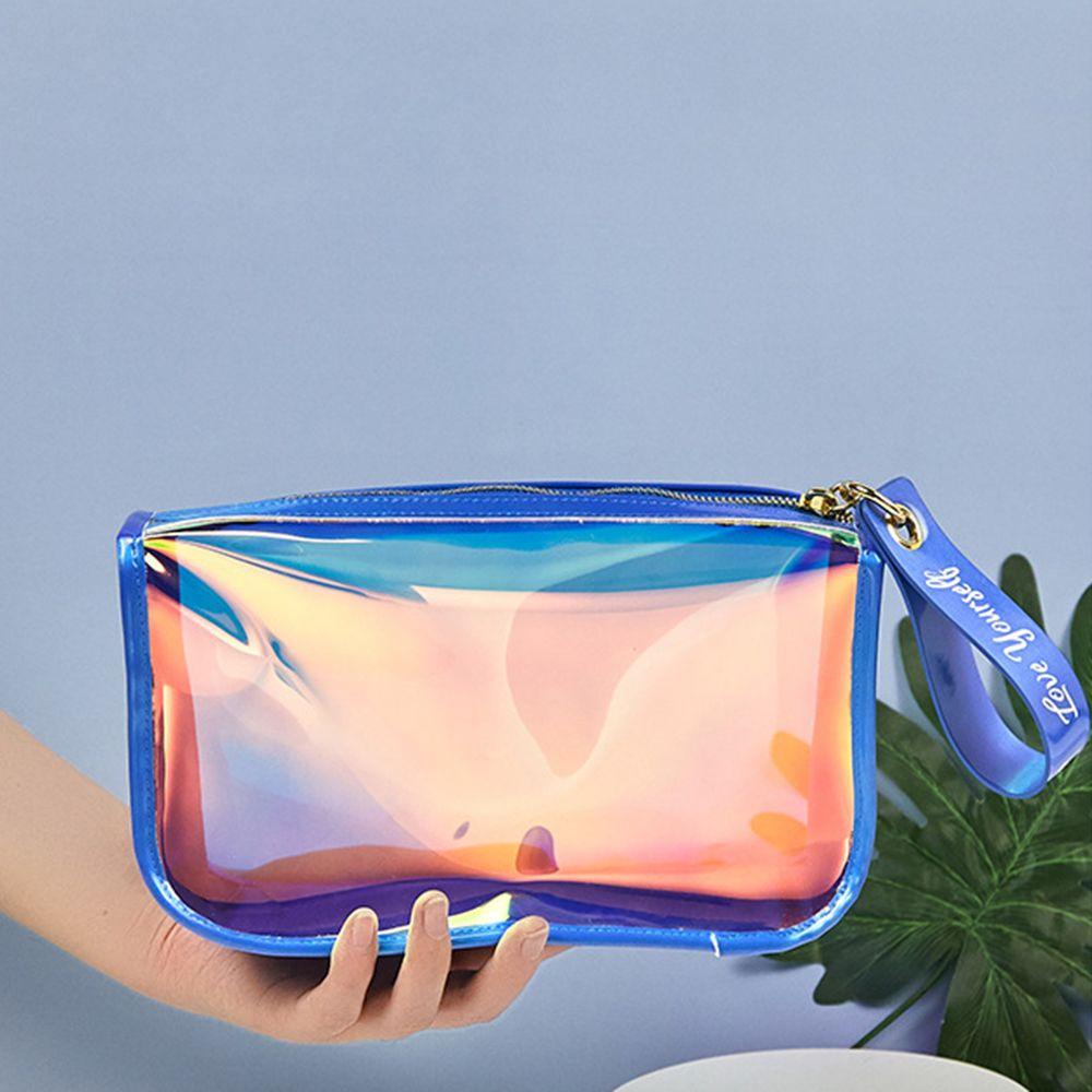 Túi Đựng Mỹ Phẩm Màu Laser Cỡ Lớn Chống Thấm Nước Có Khóa Kéo Tiện Dụng