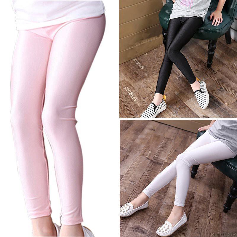 Quần legging màu trơn dễ thương cho bé gái