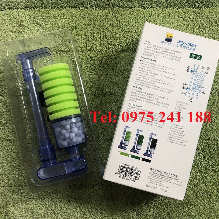 Lọc vi sinh, lọc bio cho bể cá, hồ thủy sinh XY-2880, XY-2881, XY-2882 đã bao gồm cả hộp lọc, bông lọc và sứ lọc