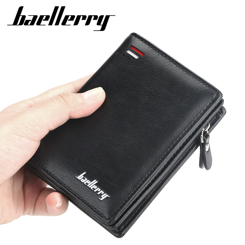 Baellerry 2021new zipper short wallet multi card fashion vertical Mini button zero wallet for men D3216